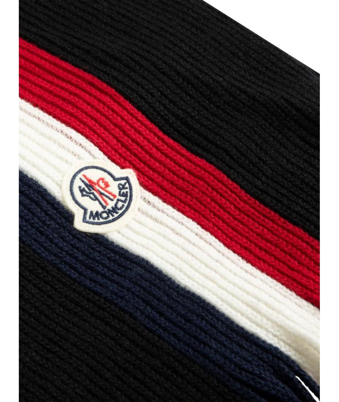 MONCLER Черный шерстяной шарф, фото 2