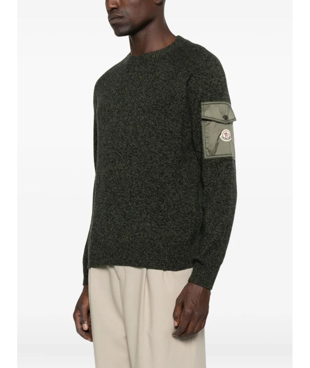 MONCLER Зеленый шерстяной джемпер / свитер, фото 2