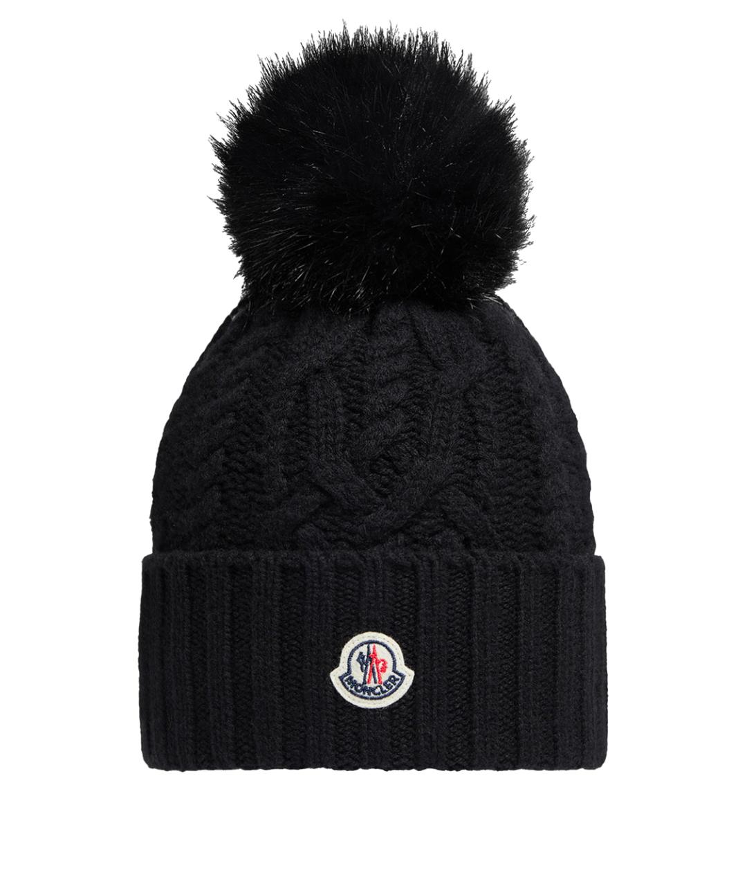 MONCLER Черная шерстяная шапка, фото 1