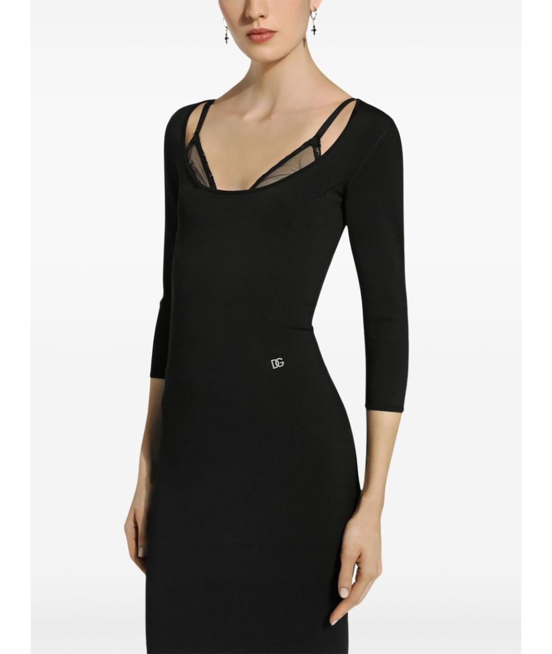 DOLCE&GABBANA Черное вискозное повседневное платье, фото 5