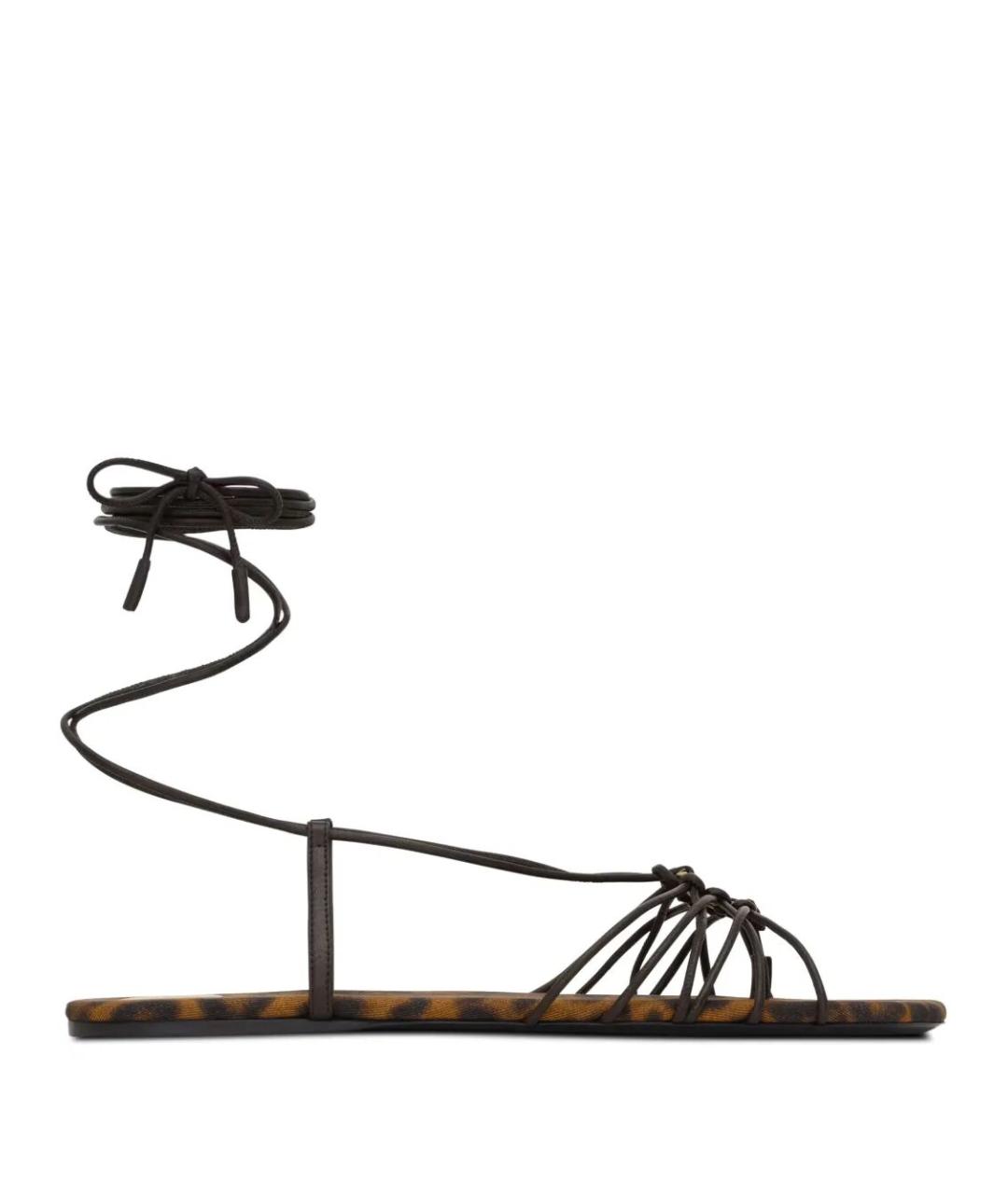 SAINT LAURENT Коричневые кожаные сандалии, фото 1