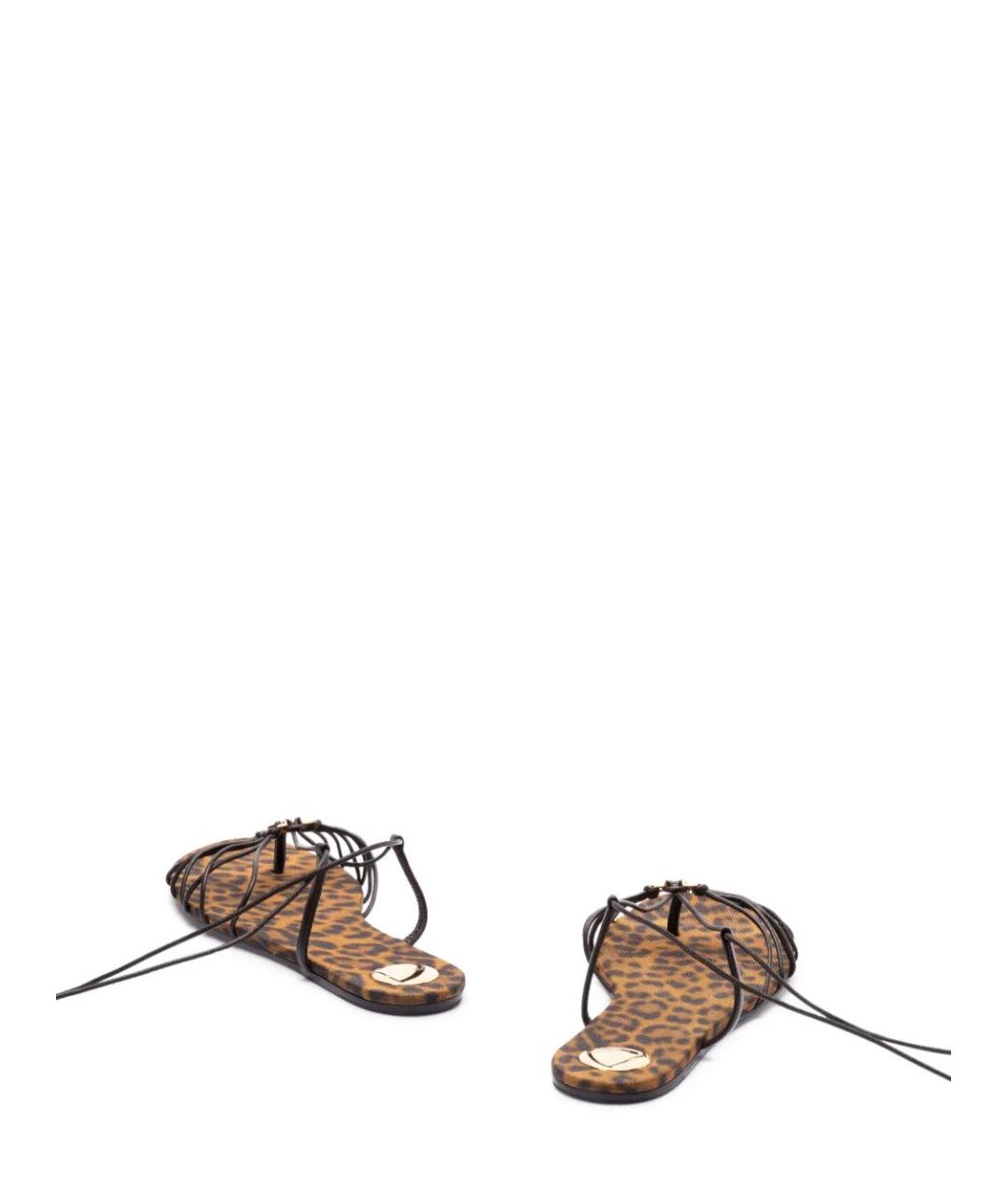 SAINT LAURENT Коричневые кожаные сандалии, фото 3