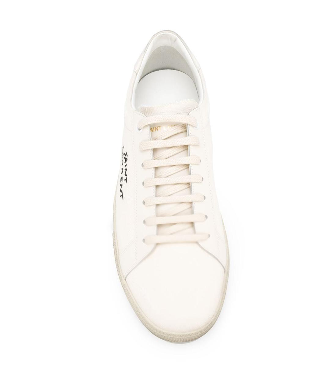 SAINT LAURENT Белые текстильные низкие кроссовки / кеды, фото 4