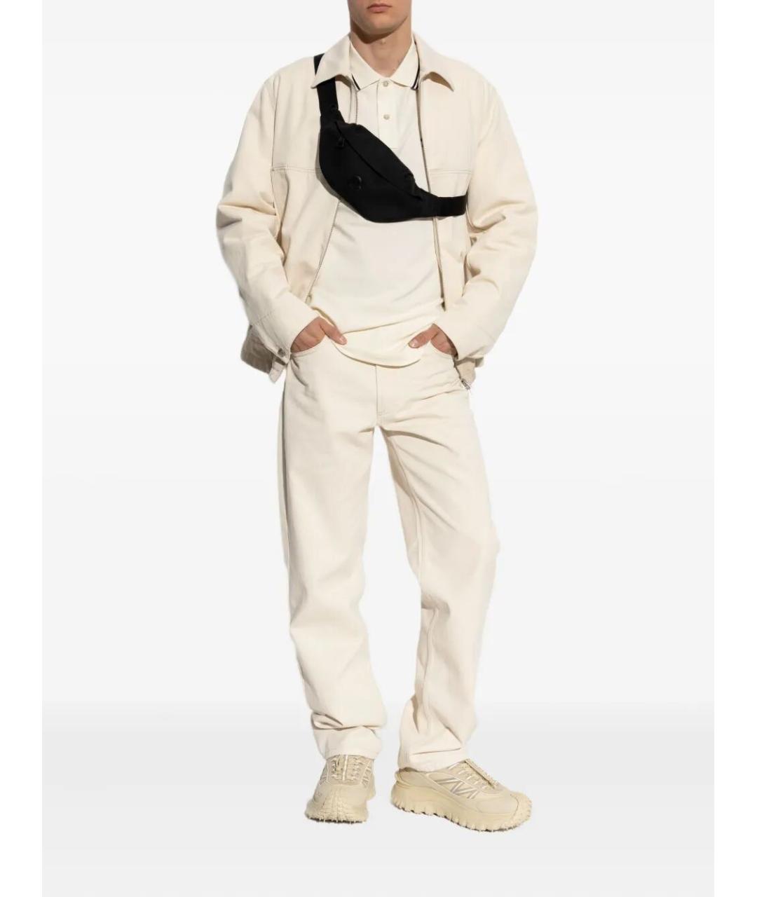 MONCLER Белое хлопко-эластановое поло с коротким рукавом, фото 2