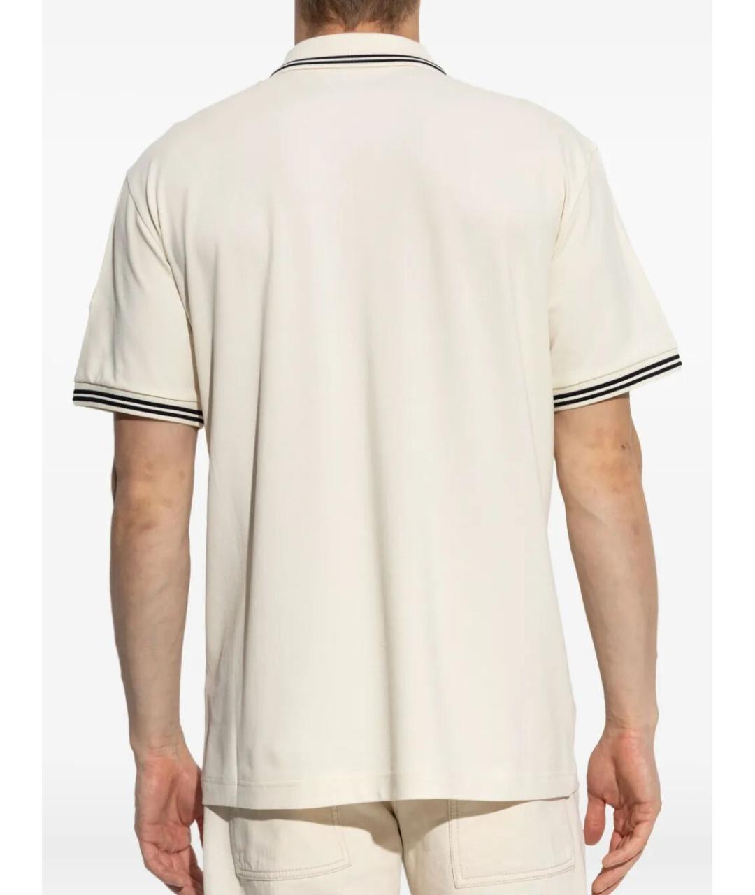 MONCLER Белое хлопко-эластановое поло с коротким рукавом, фото 3