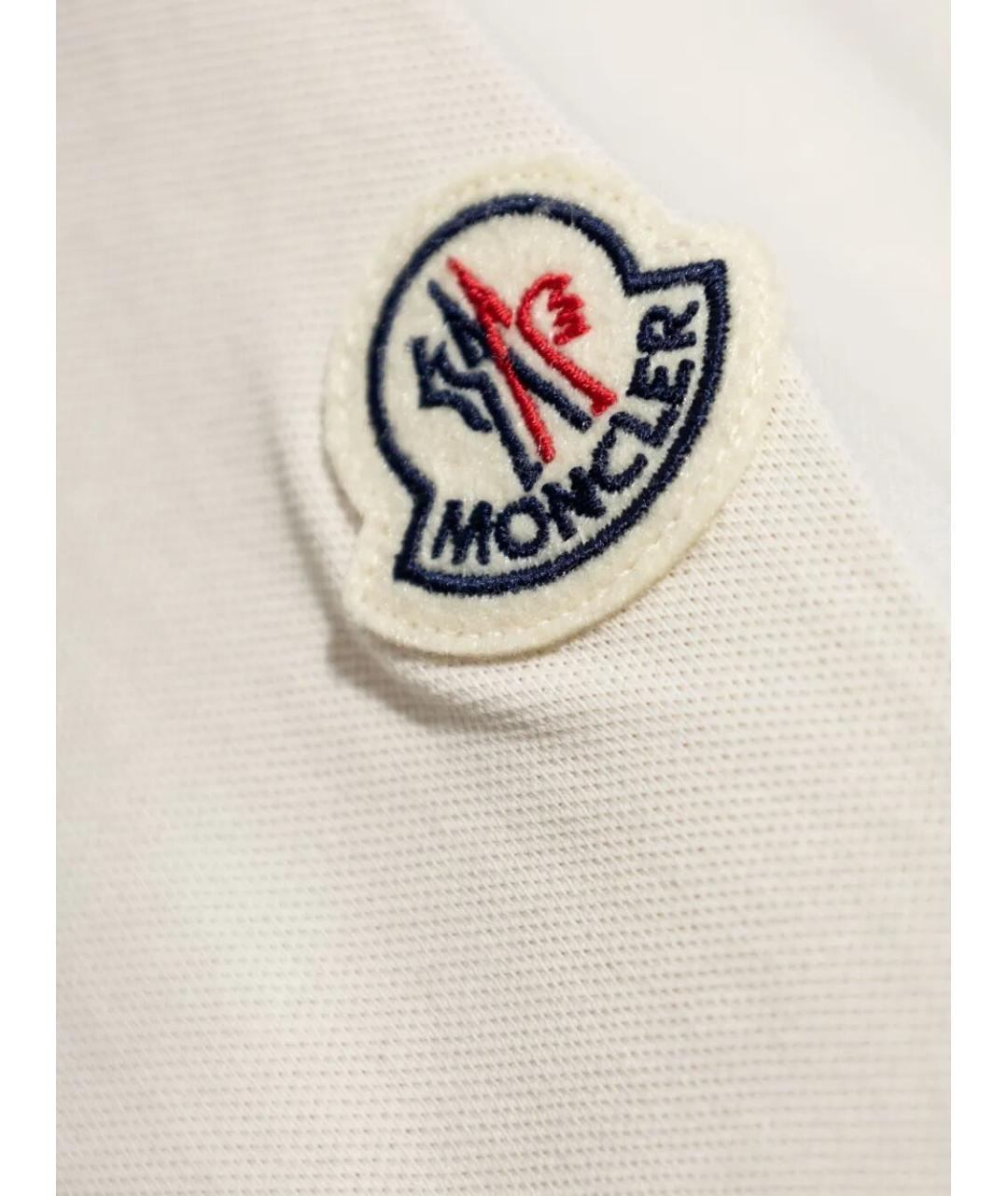 MONCLER Белое хлопко-эластановое поло с коротким рукавом, фото 5