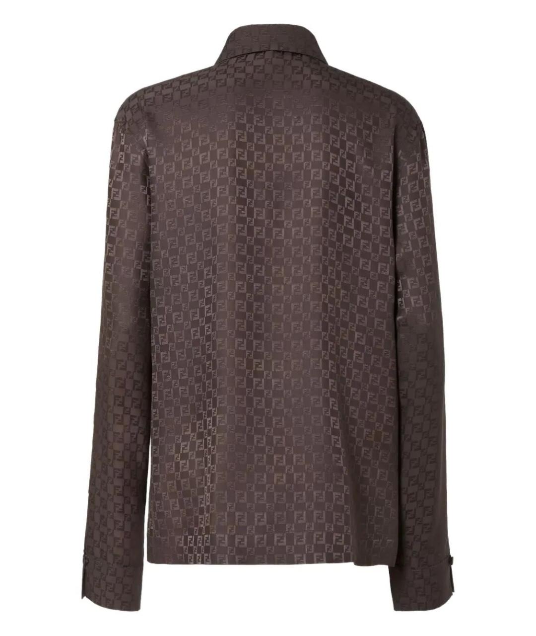 FENDI Коричневая шелковая блузы, фото 2