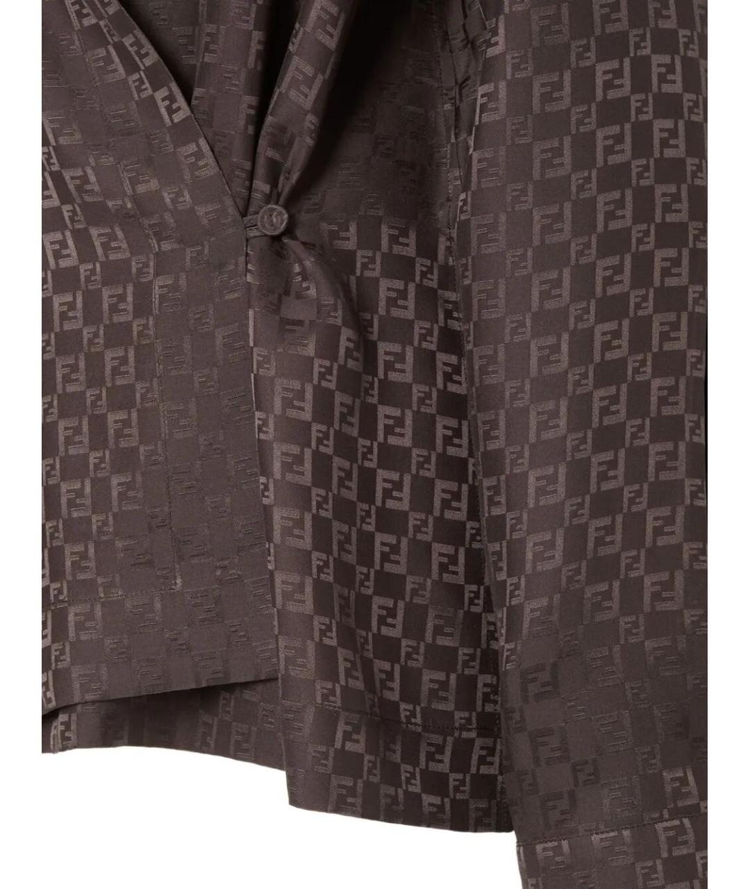 FENDI Коричневая шелковая блузы, фото 3
