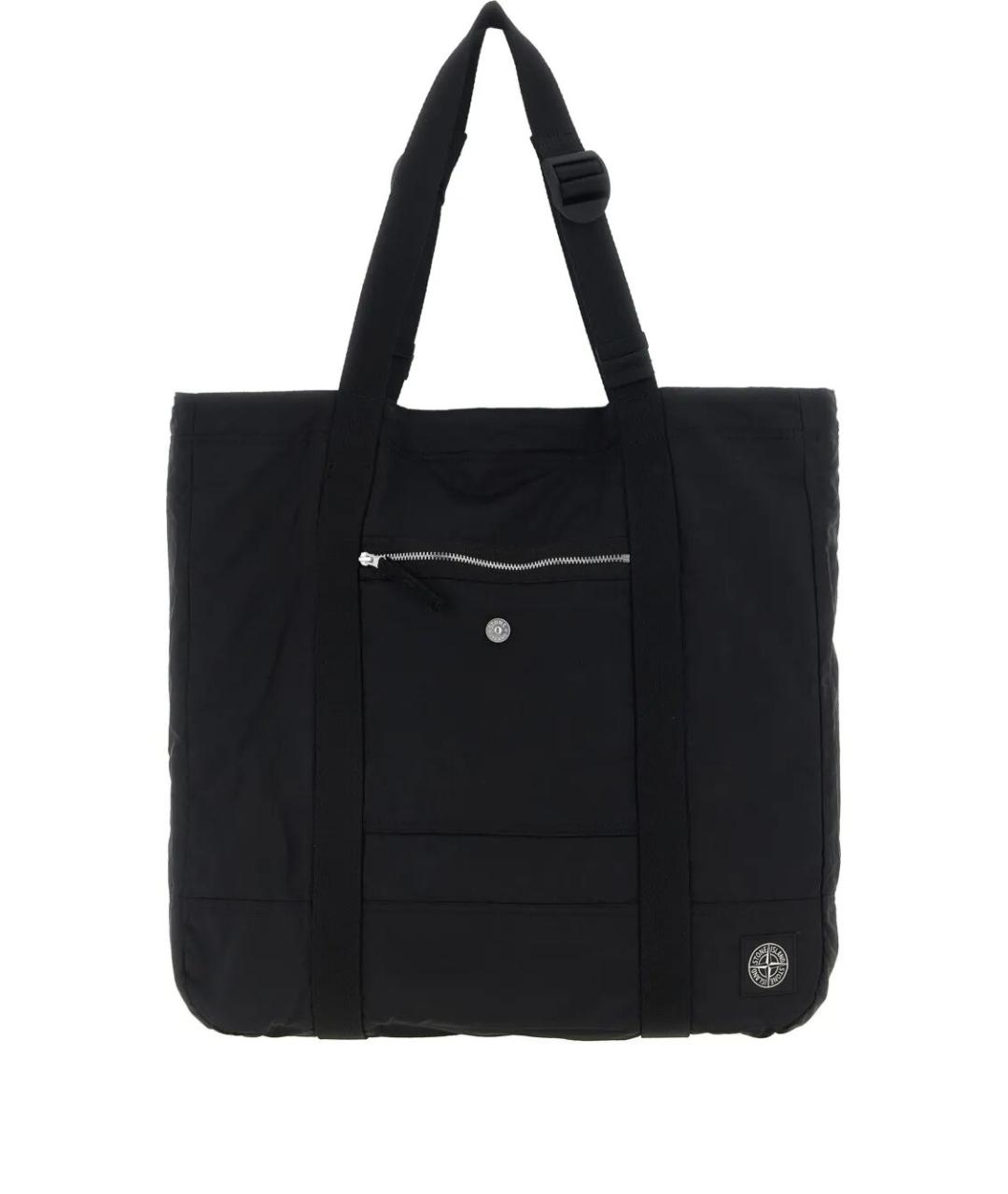 STONE ISLAND Черная синтетическая сумка тоут, фото 1