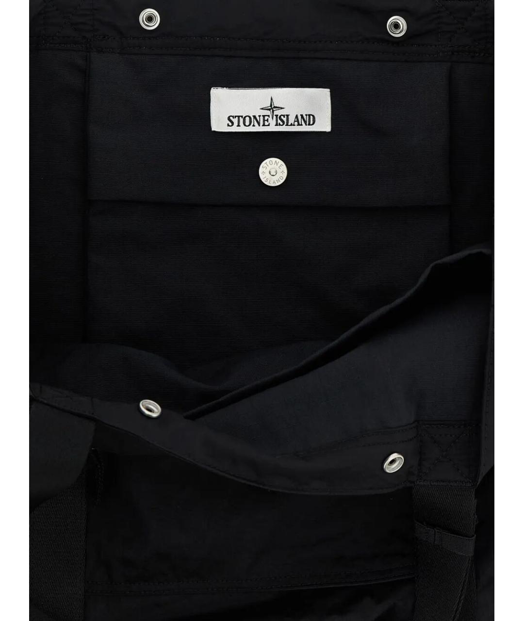 STONE ISLAND Черная синтетическая сумка тоут, фото 4
