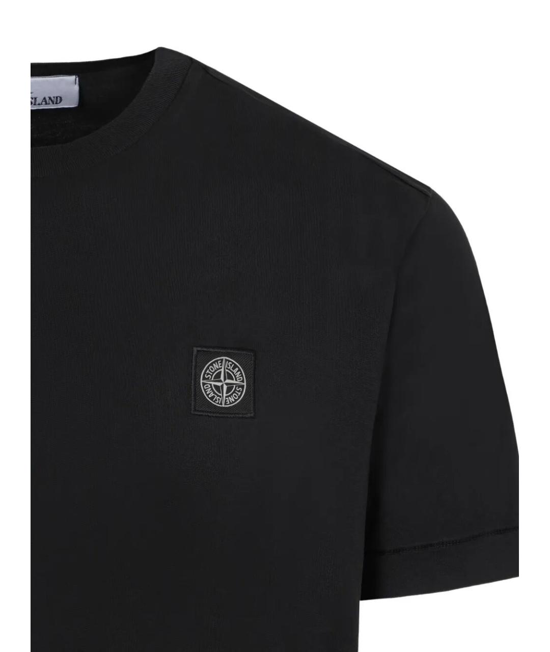 STONE ISLAND Черная хлопковая футболка, фото 3