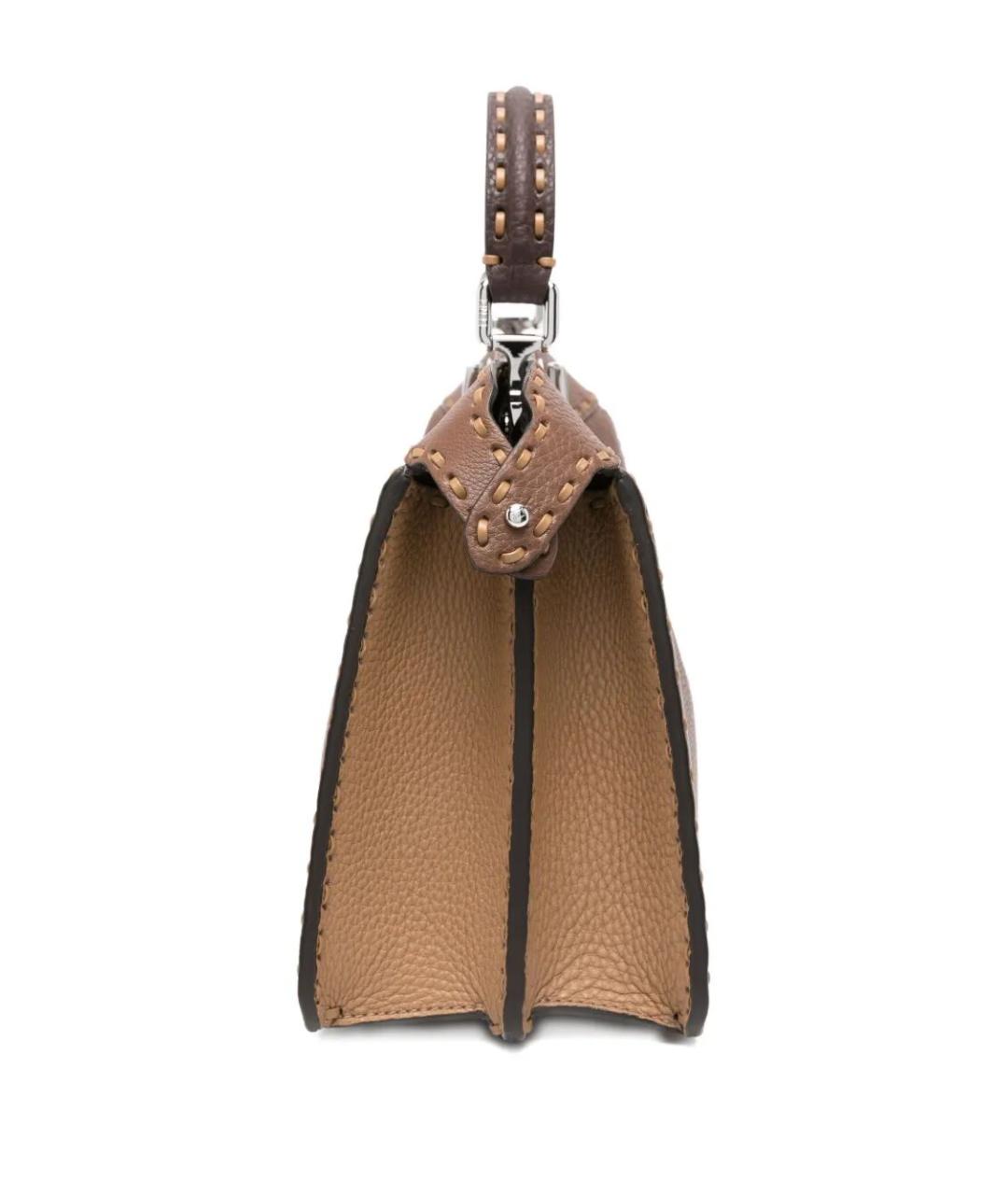 FENDI Коричневая кожаная сумка тоут, фото 5