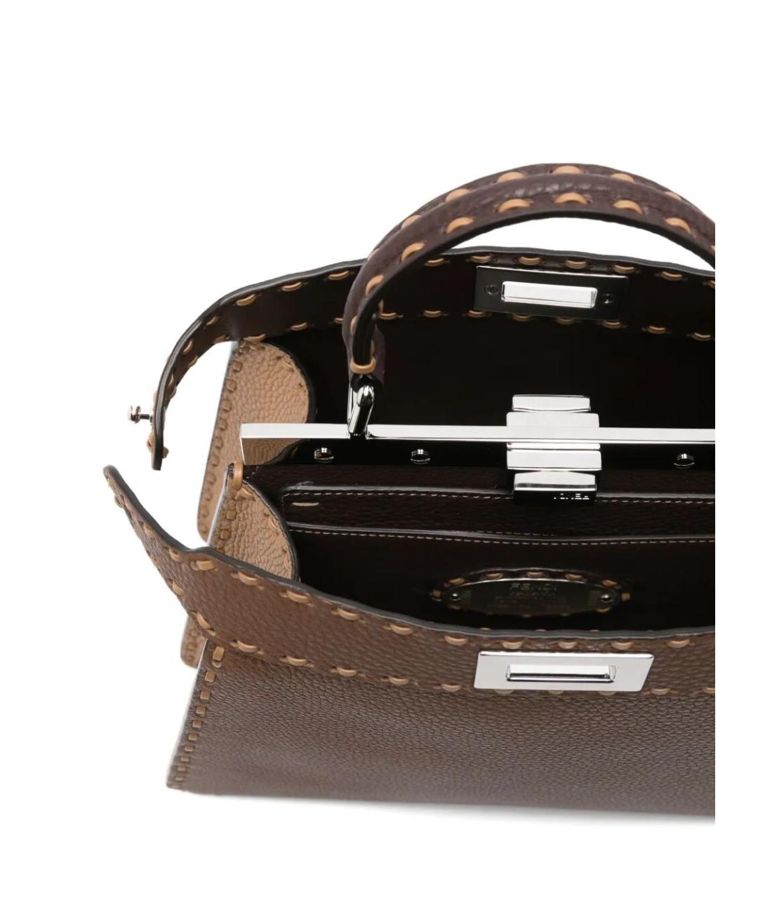 FENDI Коричневая кожаная сумка тоут, фото 3