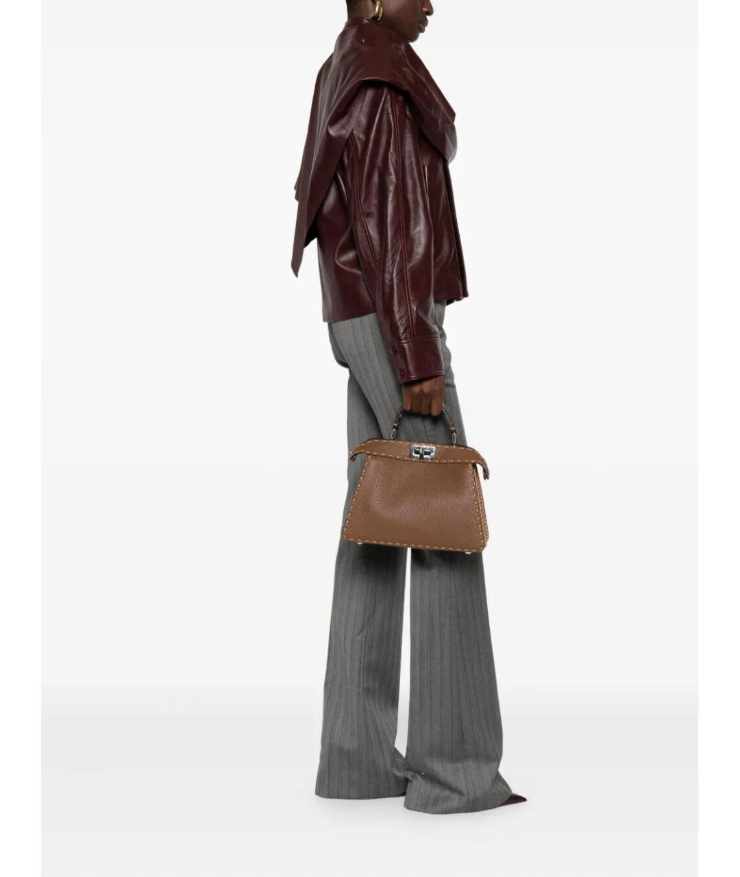 FENDI Коричневая кожаная сумка тоут, фото 2