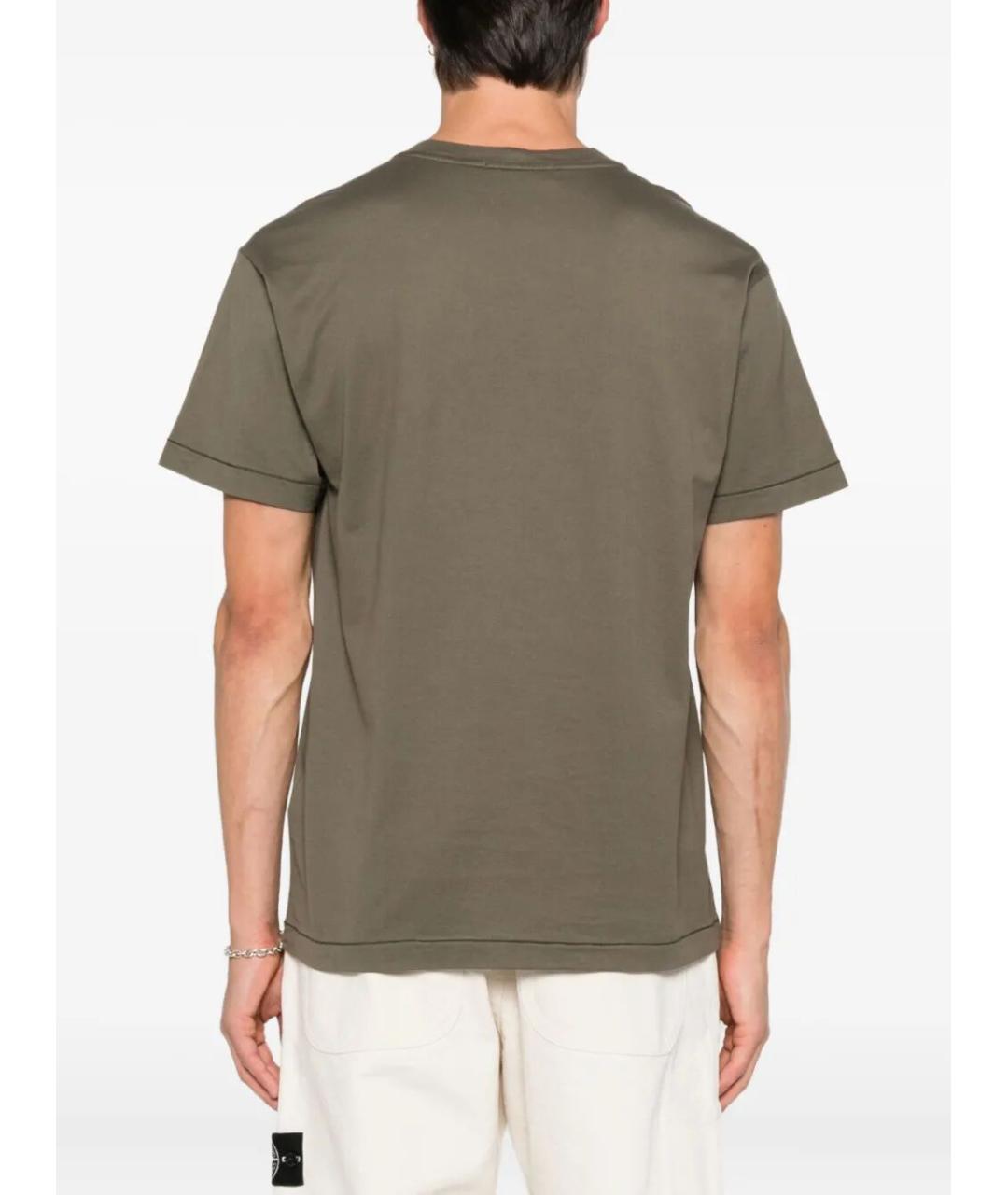 STONE ISLAND Хаки хлопковая футболка, фото 3