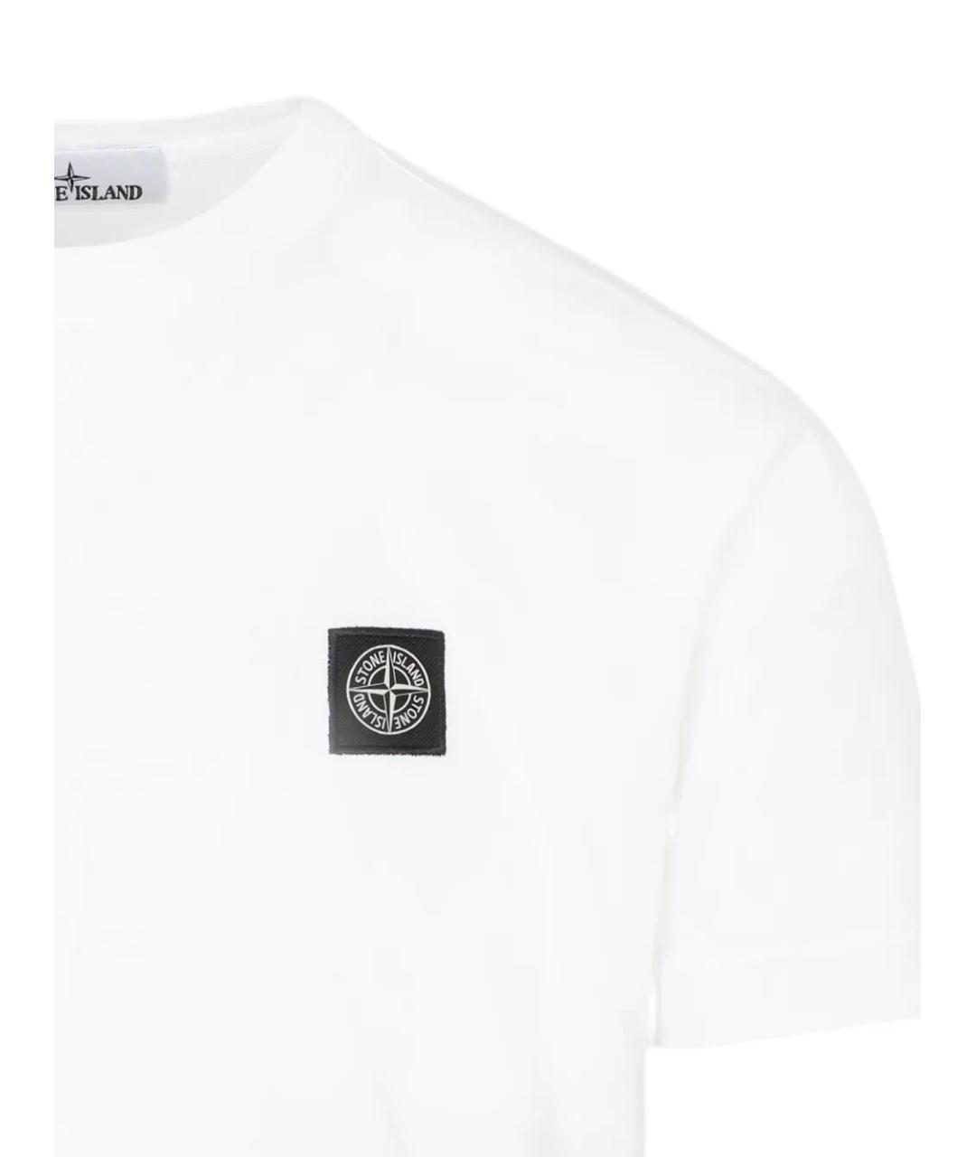 STONE ISLAND Белая хлопковая футболка, фото 3