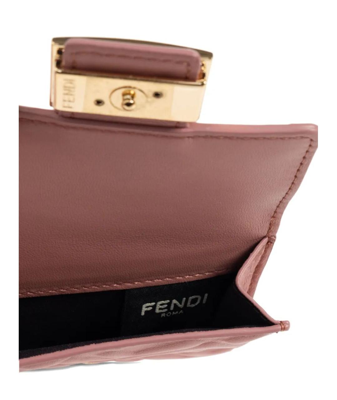 FENDI Розовый кожаный кошелек, фото 5