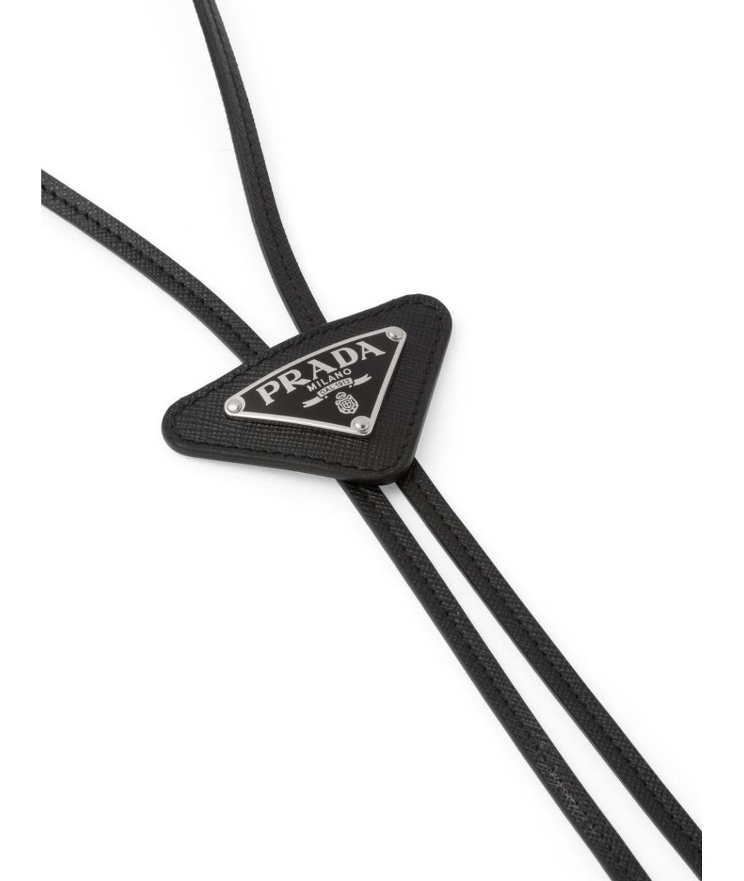 PRADA Черный кожаный галстук, фото 3