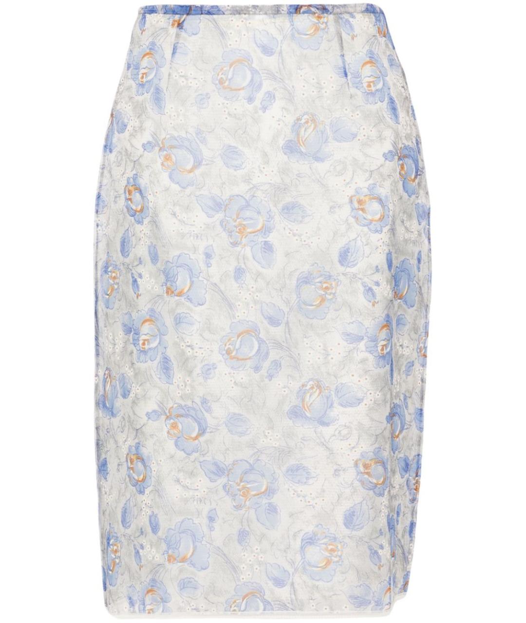 PRADA Голубая полиэстеровая юбка миди, фото 1