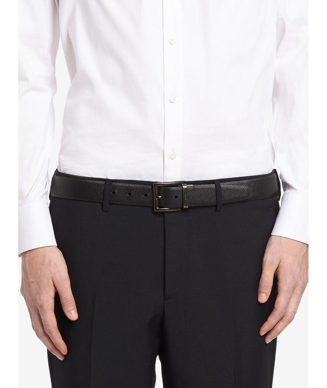 PRADA Черный кожаный ремень, фото 4