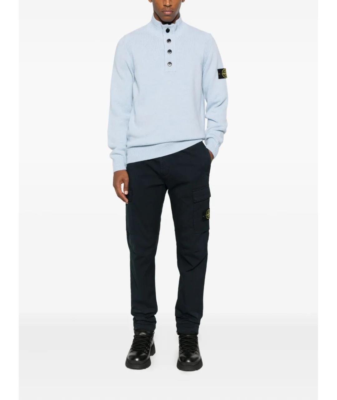 STONE ISLAND Синие хлопковые прямые джинсы, фото 2