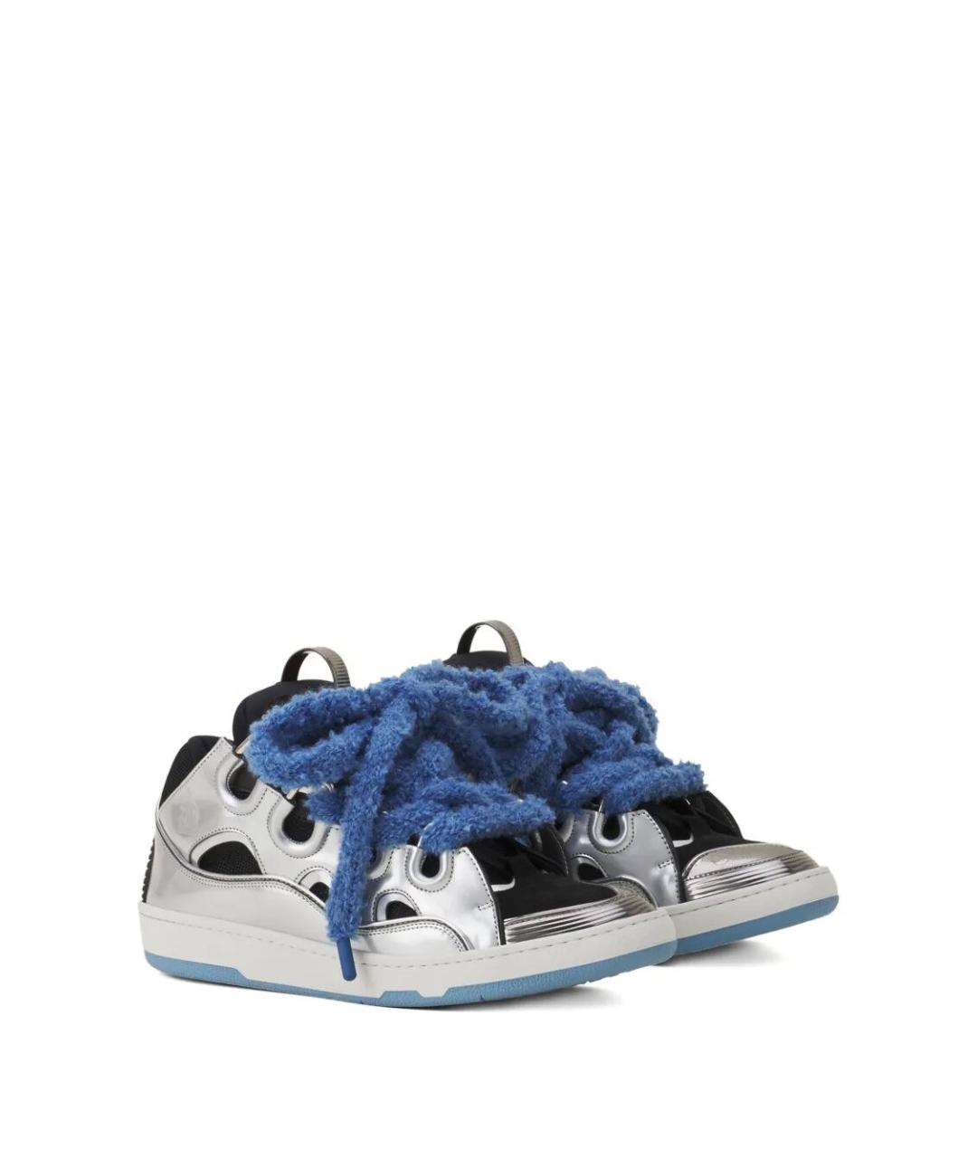 LANVIN Серебряные синтетические низкие кроссовки / кеды, фото 2