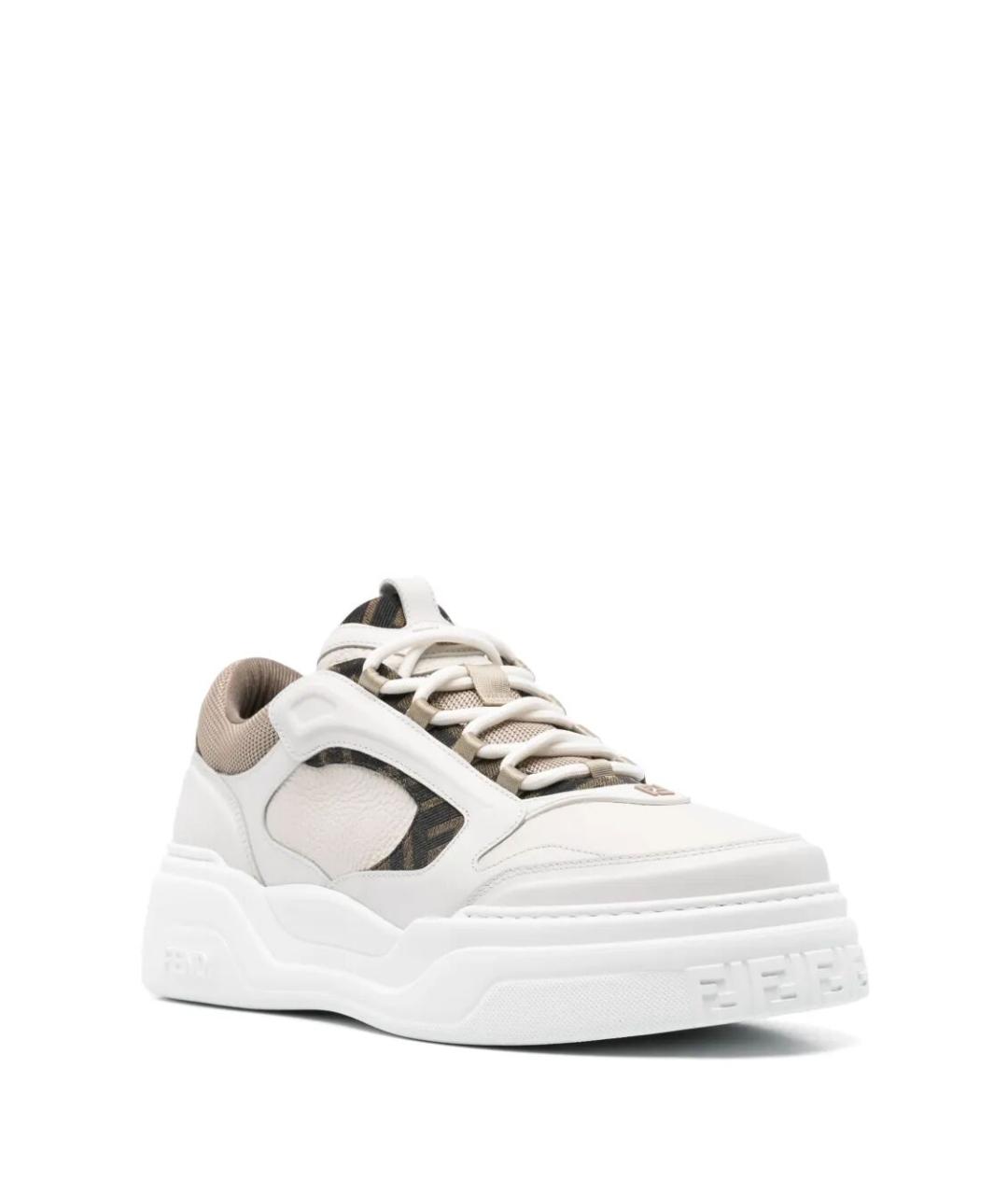 FENDI Белые кожаные низкие кроссовки / кеды, фото 2