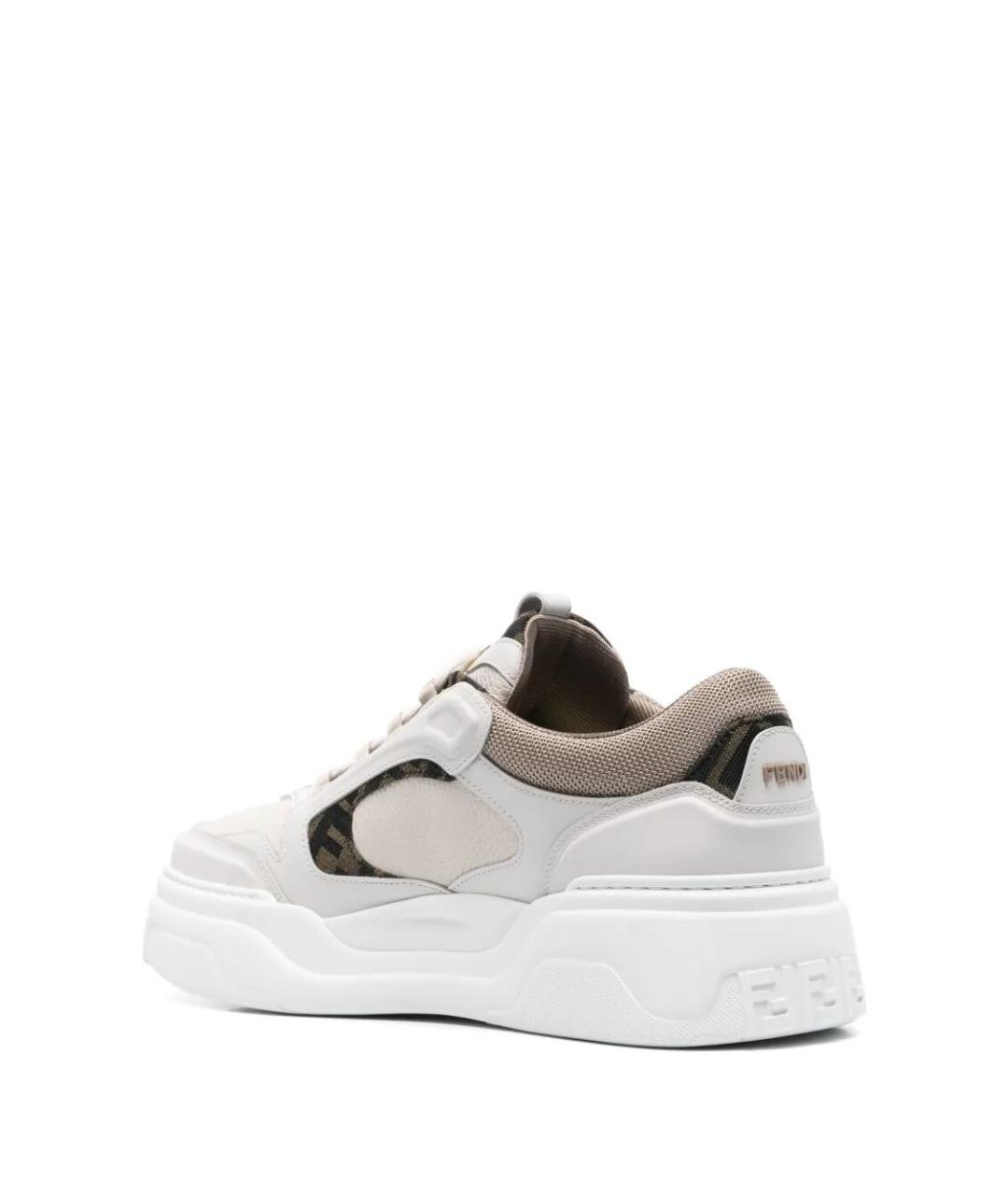 FENDI Белые кожаные низкие кроссовки / кеды, фото 3