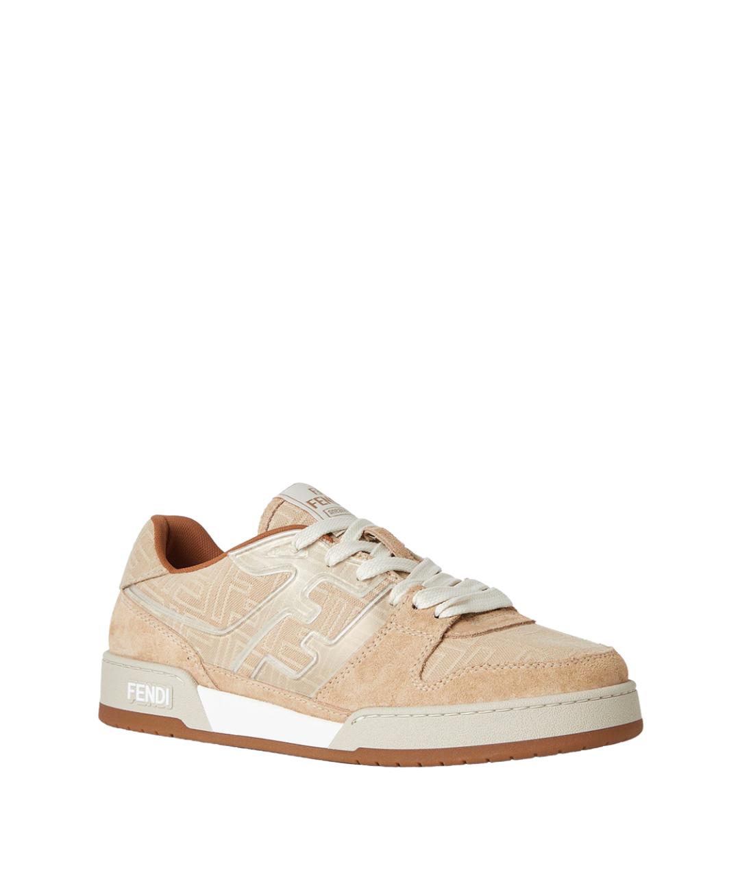 FENDI Бежевые текстильные низкие кроссовки / кеды, фото 2