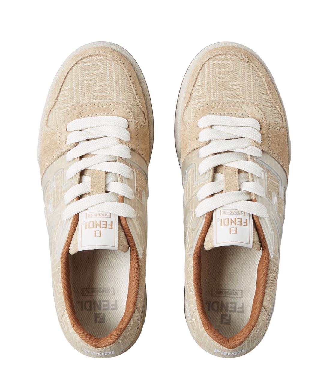 FENDI Бежевые текстильные низкие кроссовки / кеды, фото 3