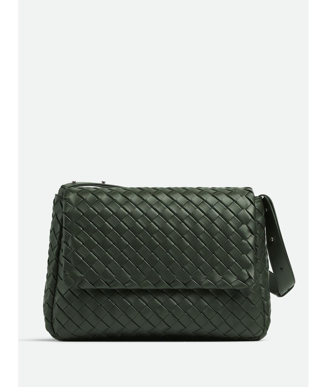 BOTTEGA VENETA Зеленая кожаная сумка на плечо, фото 4