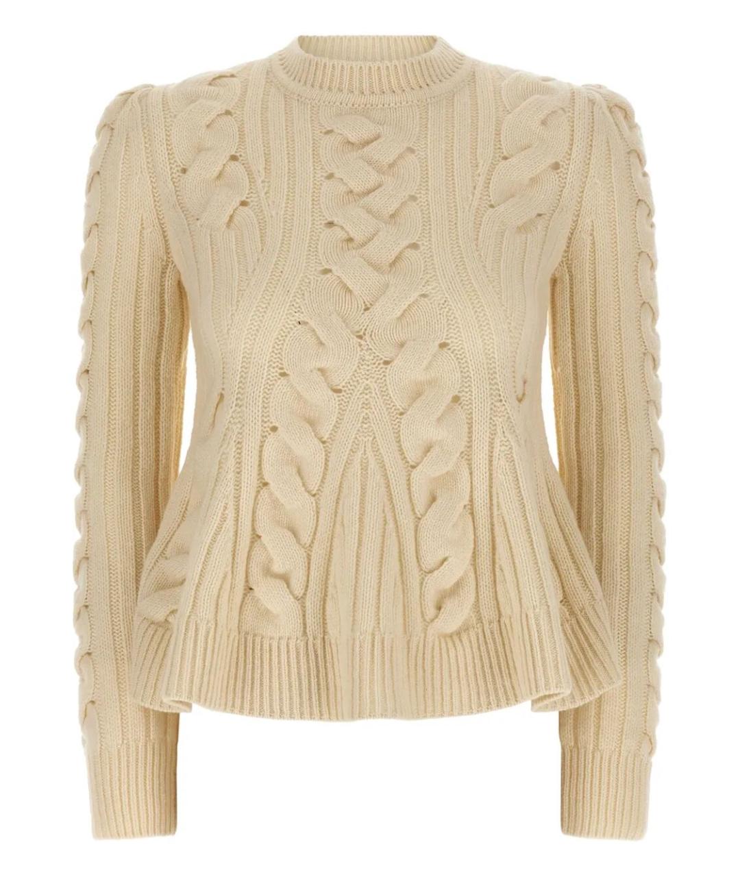 ALEXANDER MCQUEEN Бежевый шерстяной джемпер / свитер, фото 1