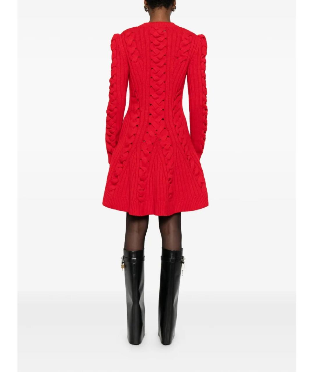 ALEXANDER MCQUEEN Красное шерстяное коктейльное платье, фото 4