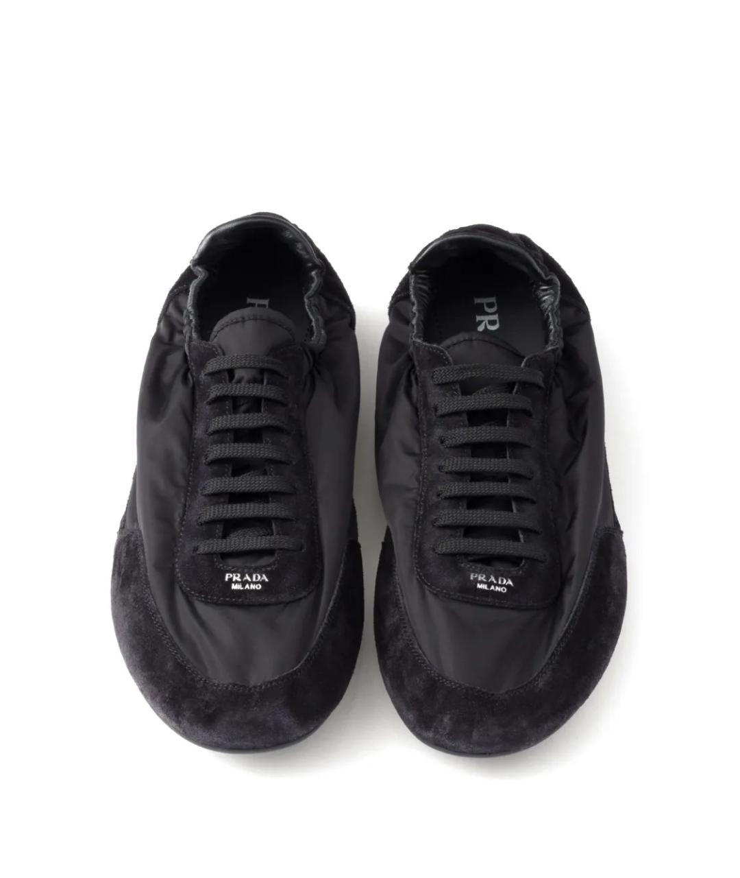 PRADA Черные кожаные низкие кроссовки / кеды, фото 4