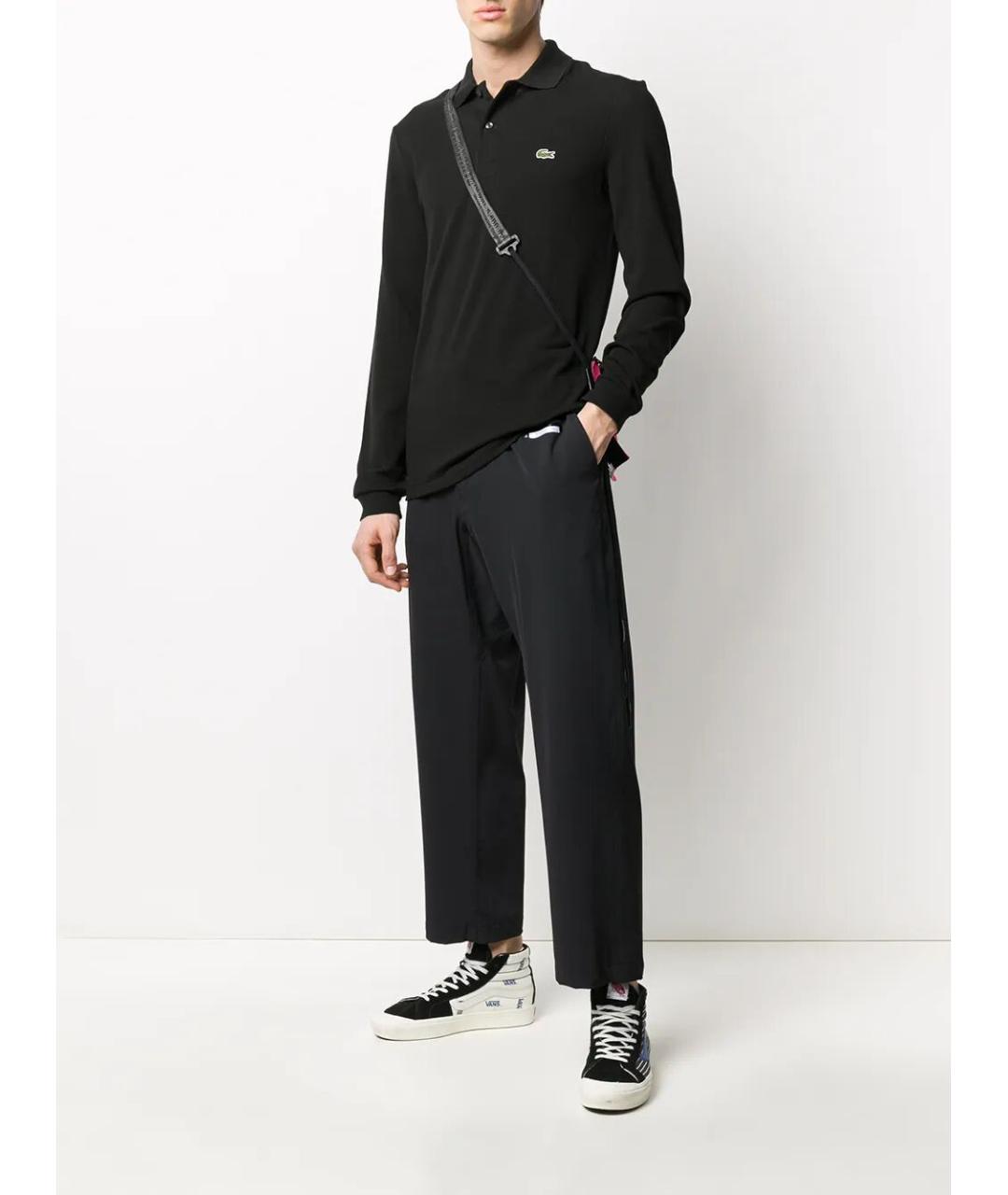 LACOSTE Черное хлопковое поло с длинным рукавом, фото 2