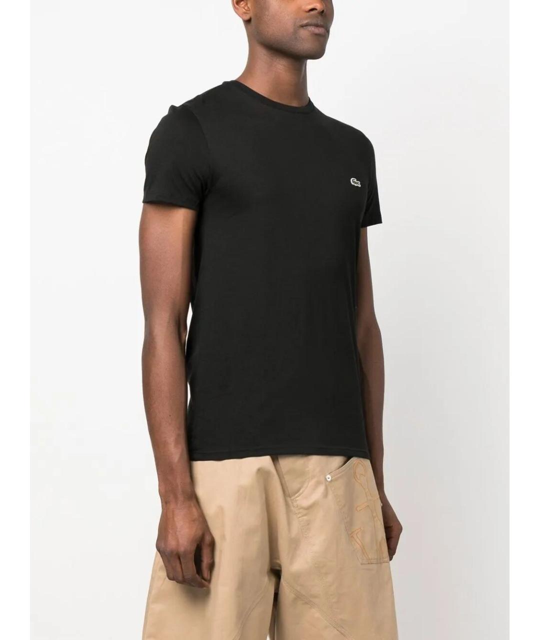 LACOSTE Черная хлопковая футболка, фото 3