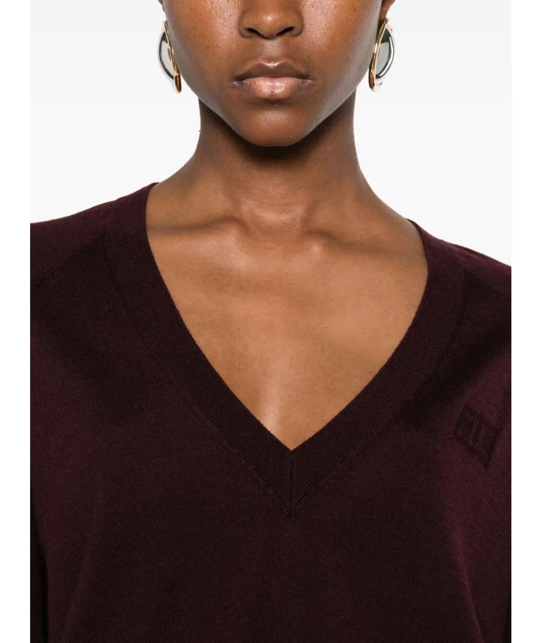 ELISABETTA FRANCHI Бордовый шерстяной джемпер / свитер, фото 5