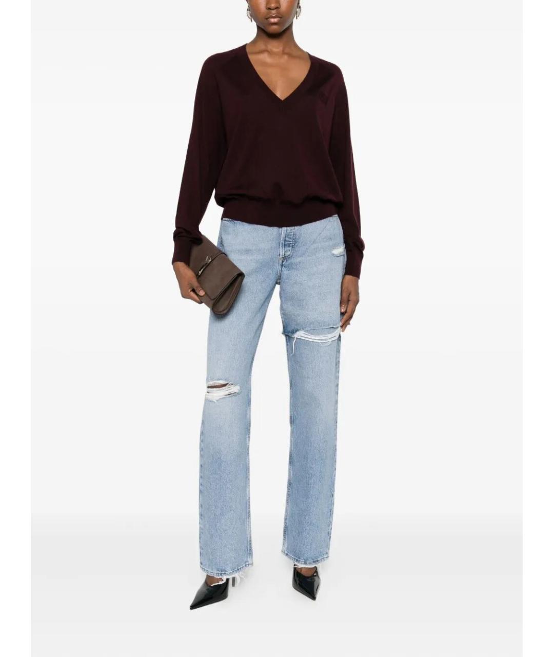 ELISABETTA FRANCHI Бордовый шерстяной джемпер / свитер, фото 2