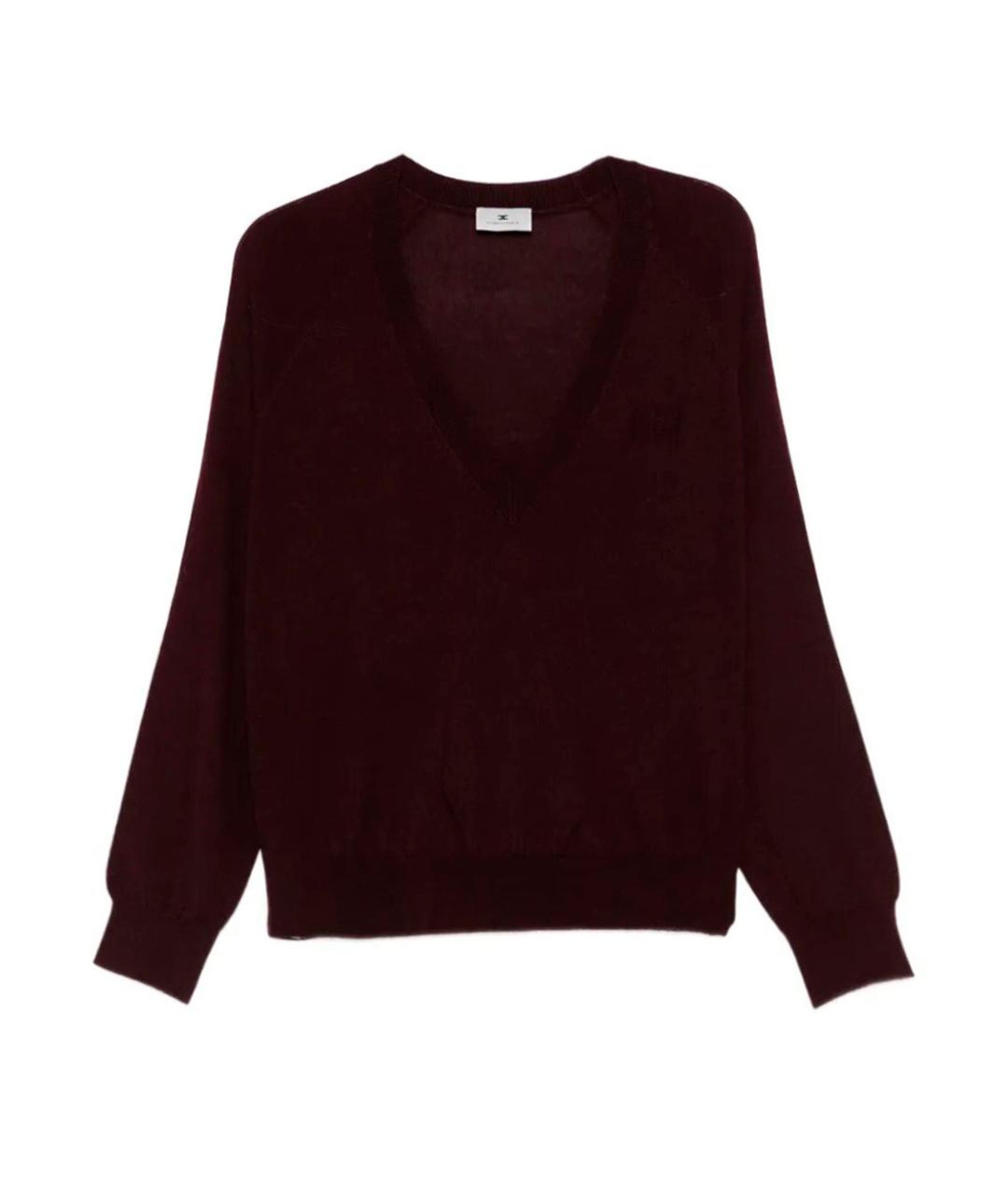 ELISABETTA FRANCHI Бордовый шерстяной джемпер / свитер, фото 1