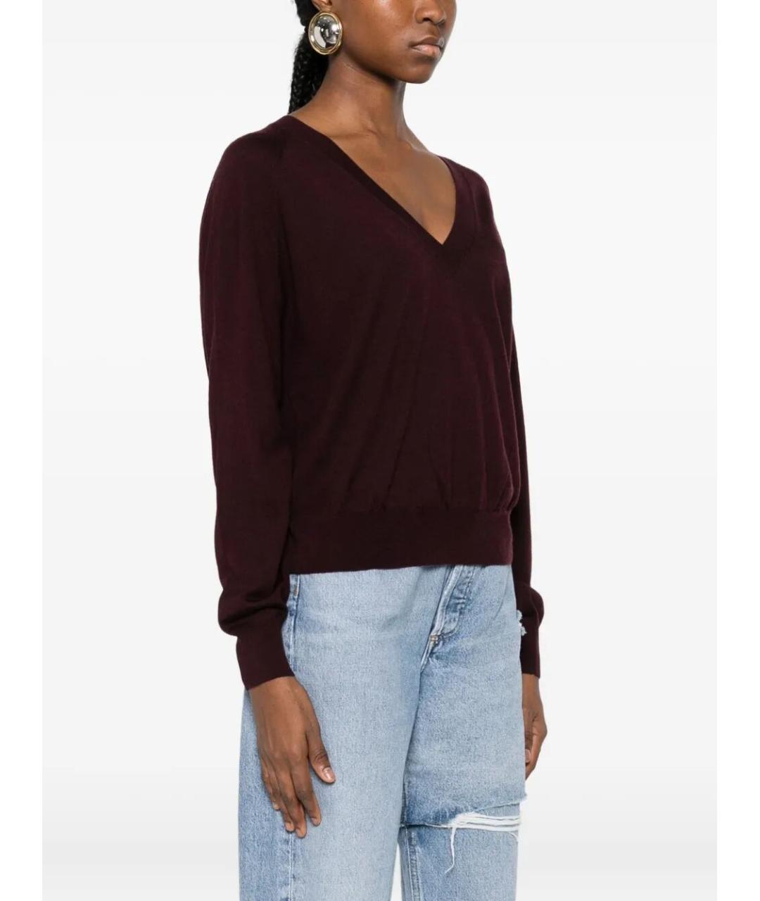 ELISABETTA FRANCHI Бордовый шерстяной джемпер / свитер, фото 4