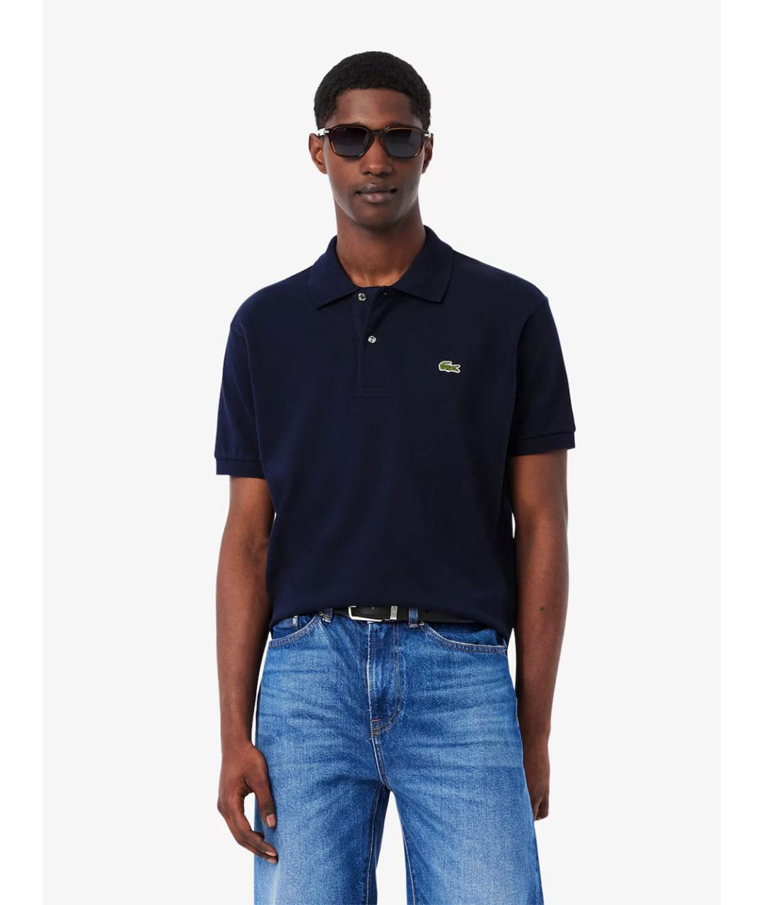 LACOSTE Синее хлопковое поло с коротким рукавом, фото 2