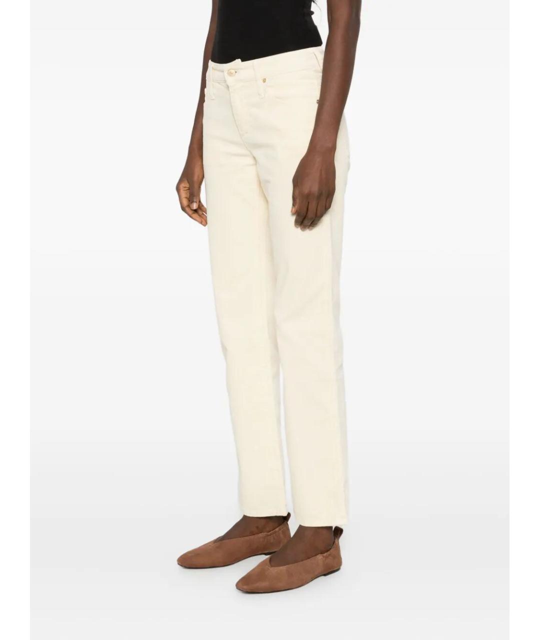 7 FOR ALL MANKIND Бежевые хлопковые прямые джинсы, фото 4