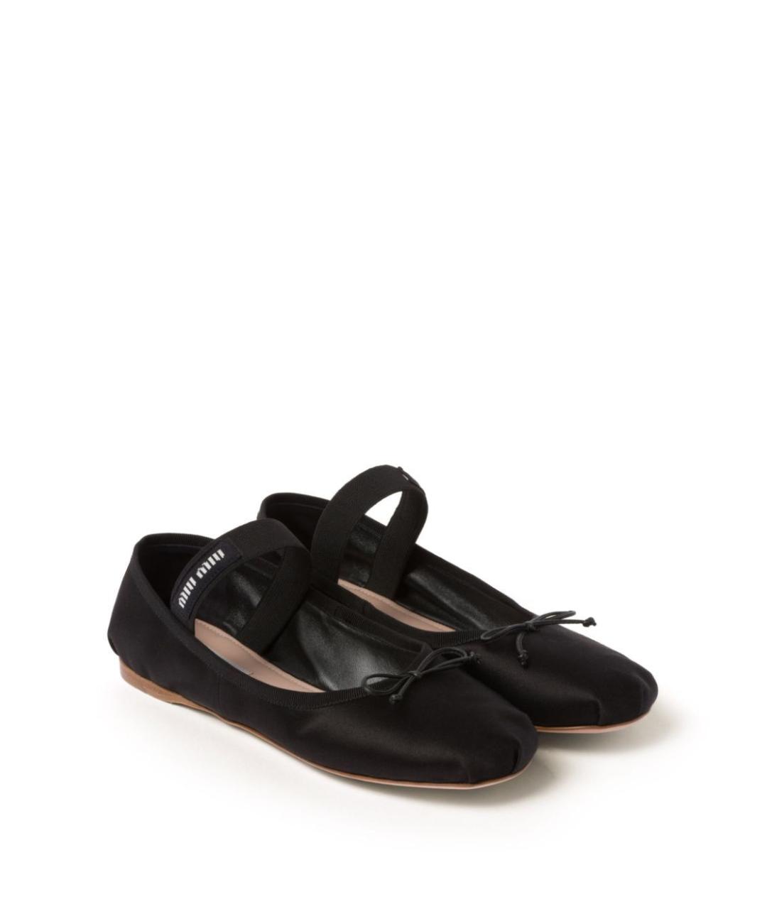 MIU MIU Черные текстильные балетки, фото 2