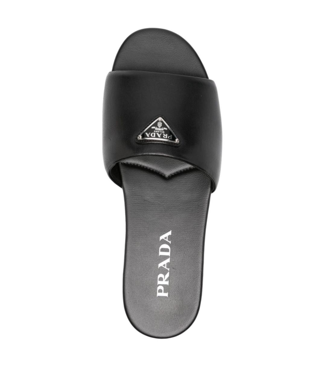 PRADA Черные кожаные шлепанцы, фото 4