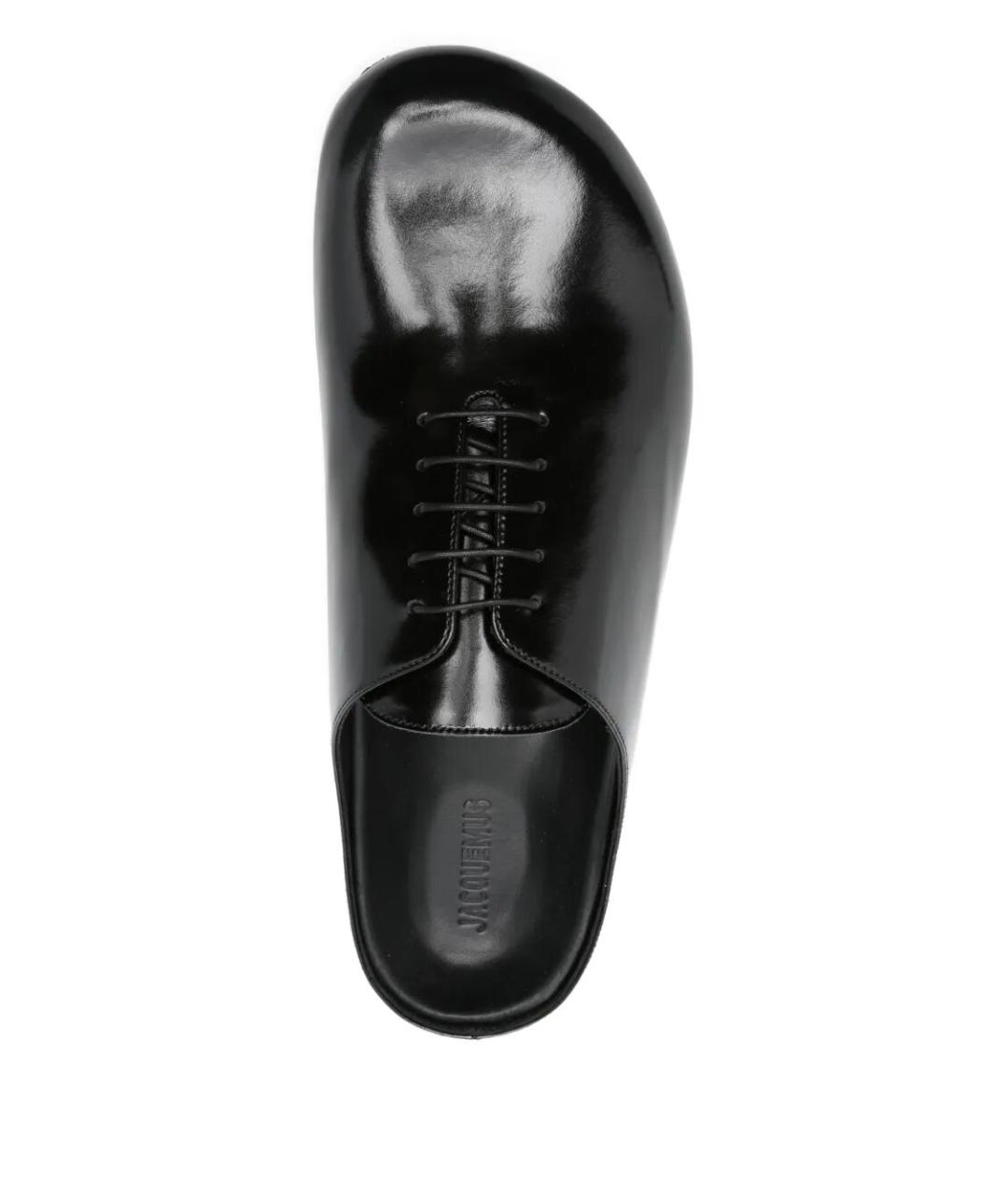 JACQUEMUS Черные шлепанцы из лакированной кожи, фото 4