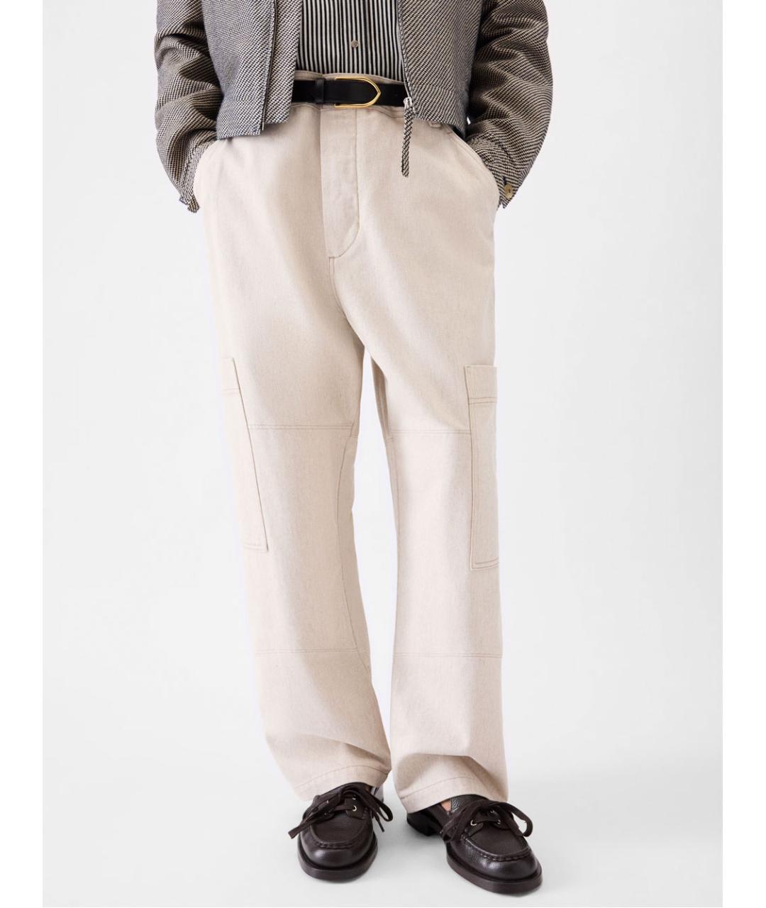 JACQUEMUS Бежевые хлопковые повседневные брюки, фото 2