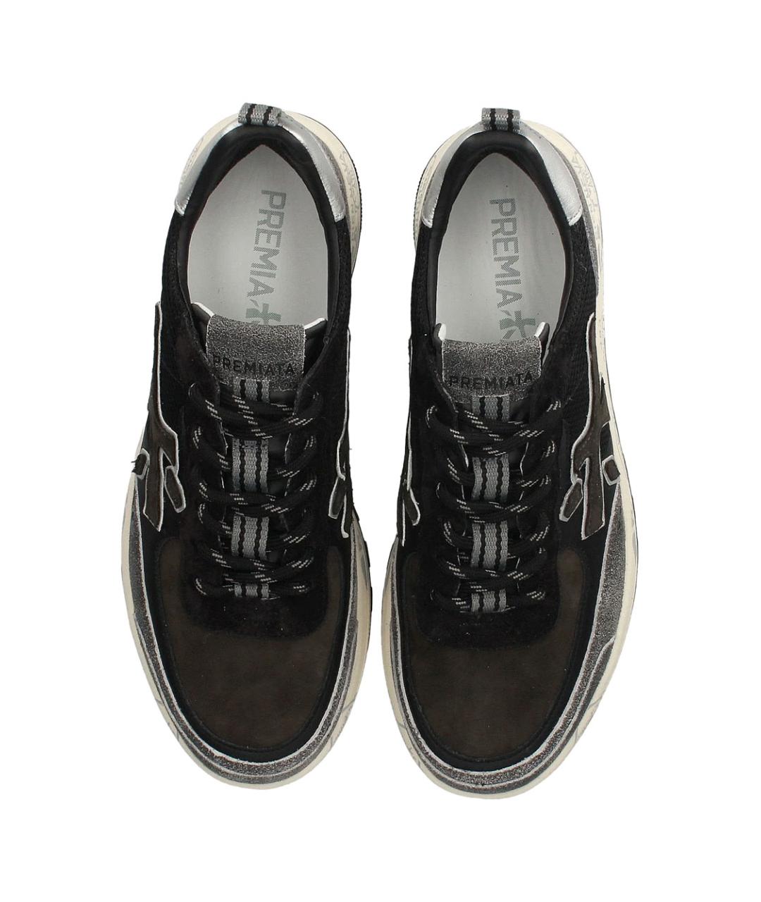 PREMIATA Черные кожаные низкие кроссовки / кеды, фото 4