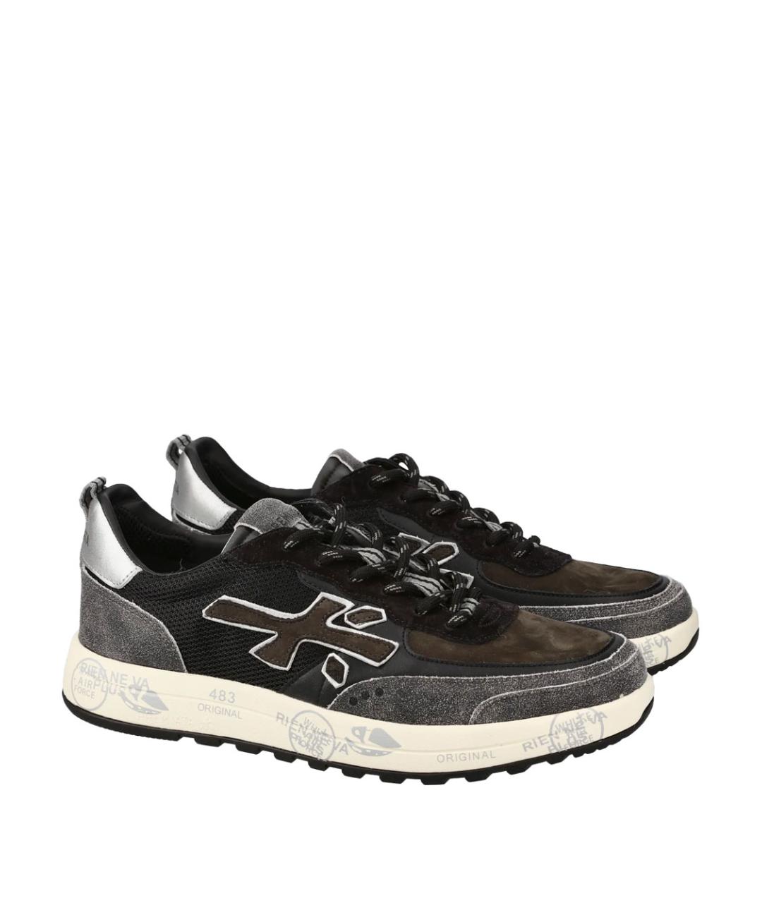 PREMIATA Черные кожаные низкие кроссовки / кеды, фото 2