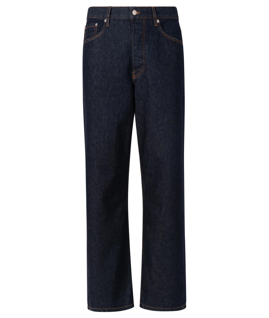 DRIES VAN NOTEN Синие хлопковые прямые джинсы, фото 1