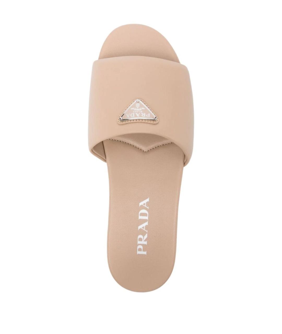 PRADA Бежевые кожаные шлепанцы, фото 2